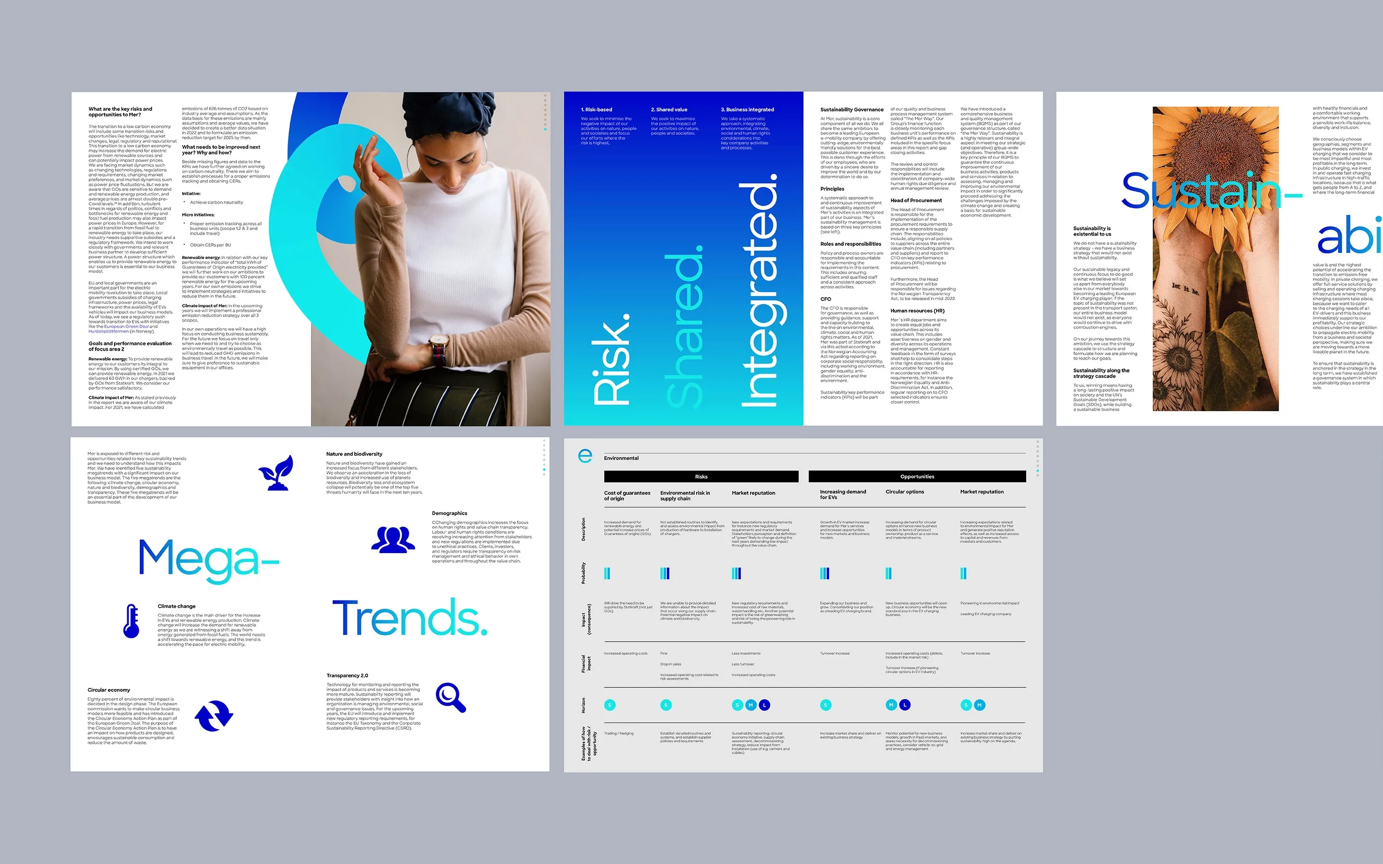 Mer brochure and guide spreads