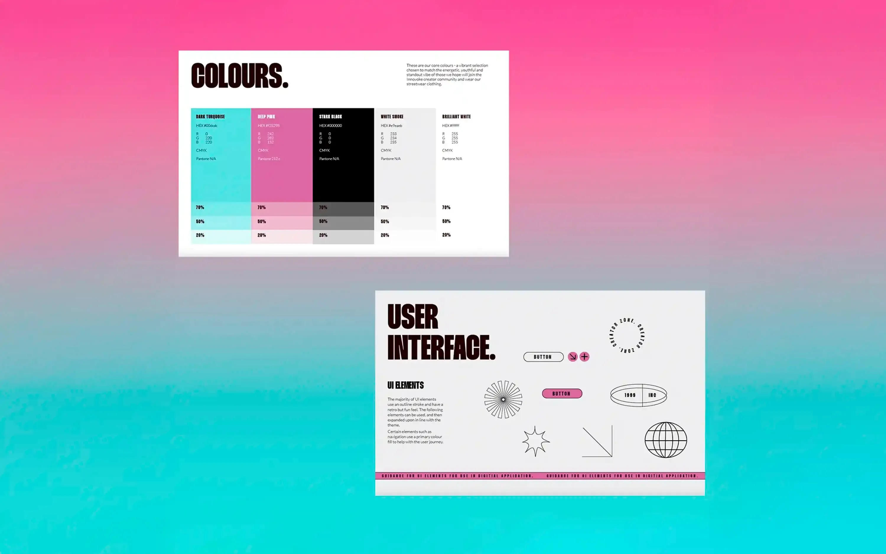 Innovoke brand colours and user interface elements