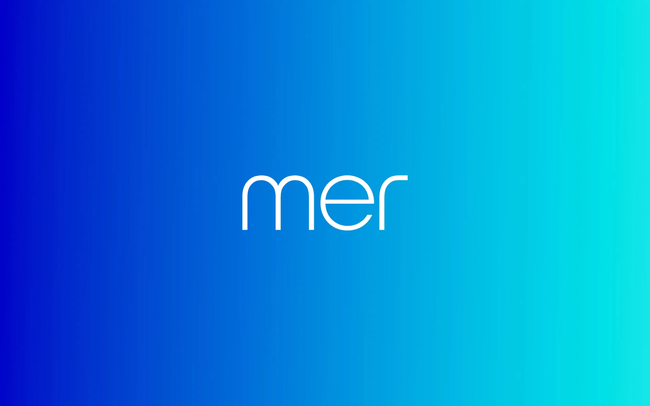 Mer wordmark on a blue gradient