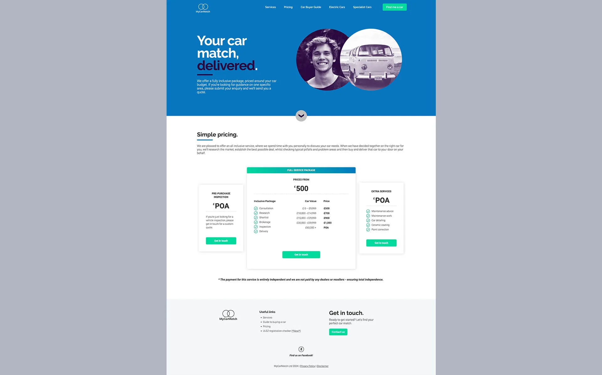 MyCarMatch pages on mobile