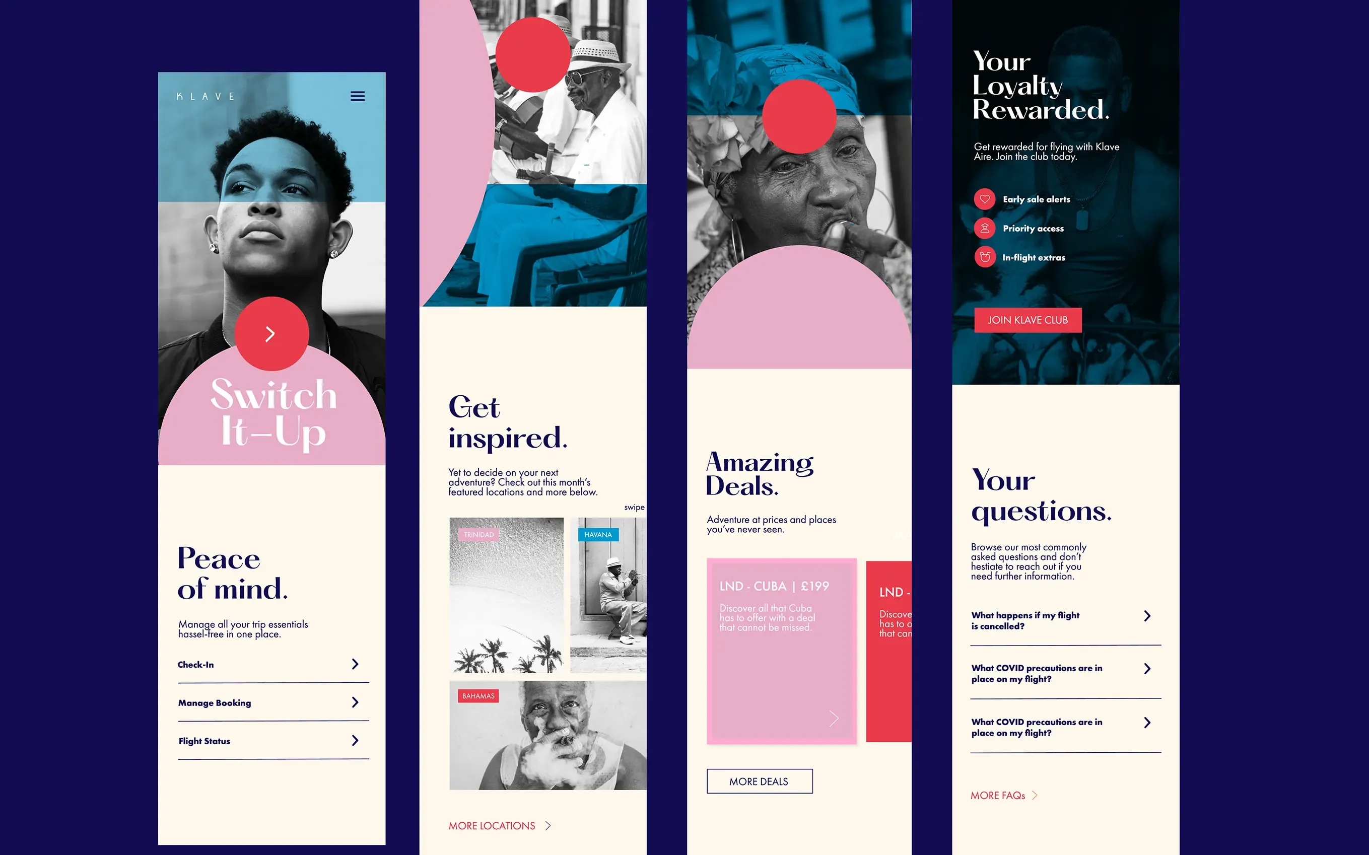 Klave Aire website screens on mobile