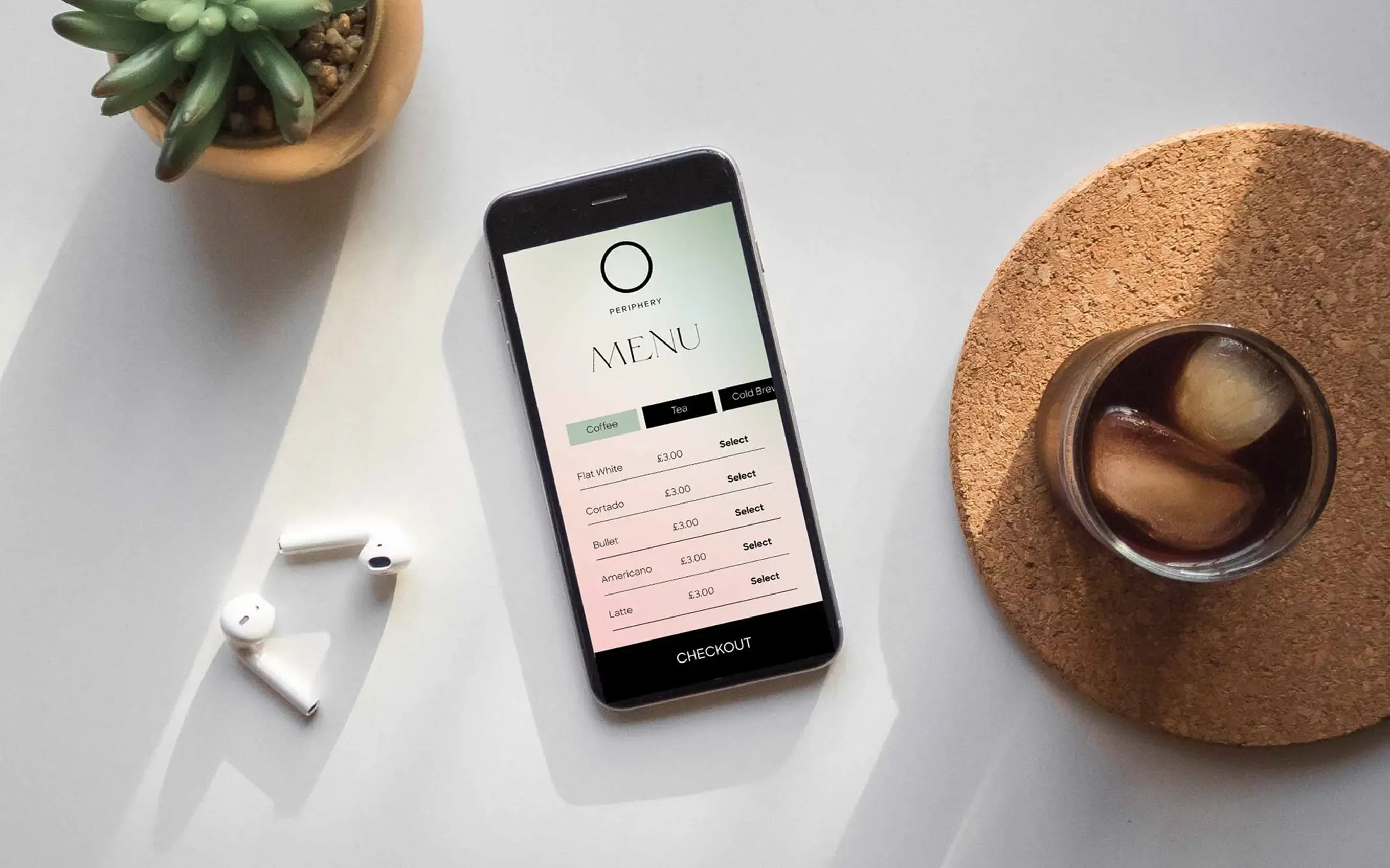 Periphery brand on a phone and cards