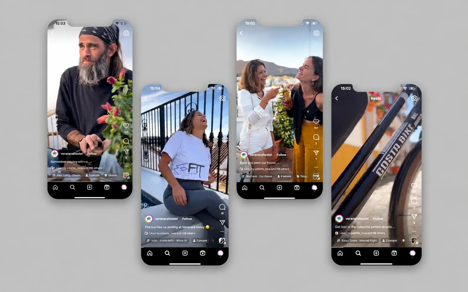 Veranera Hostel Instagram Reels on phones