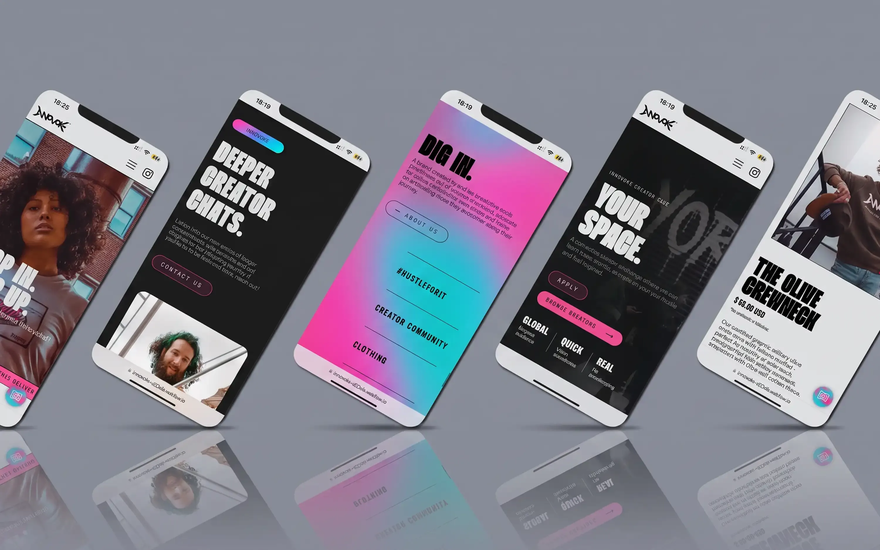 Innovoke Clothing website on phones