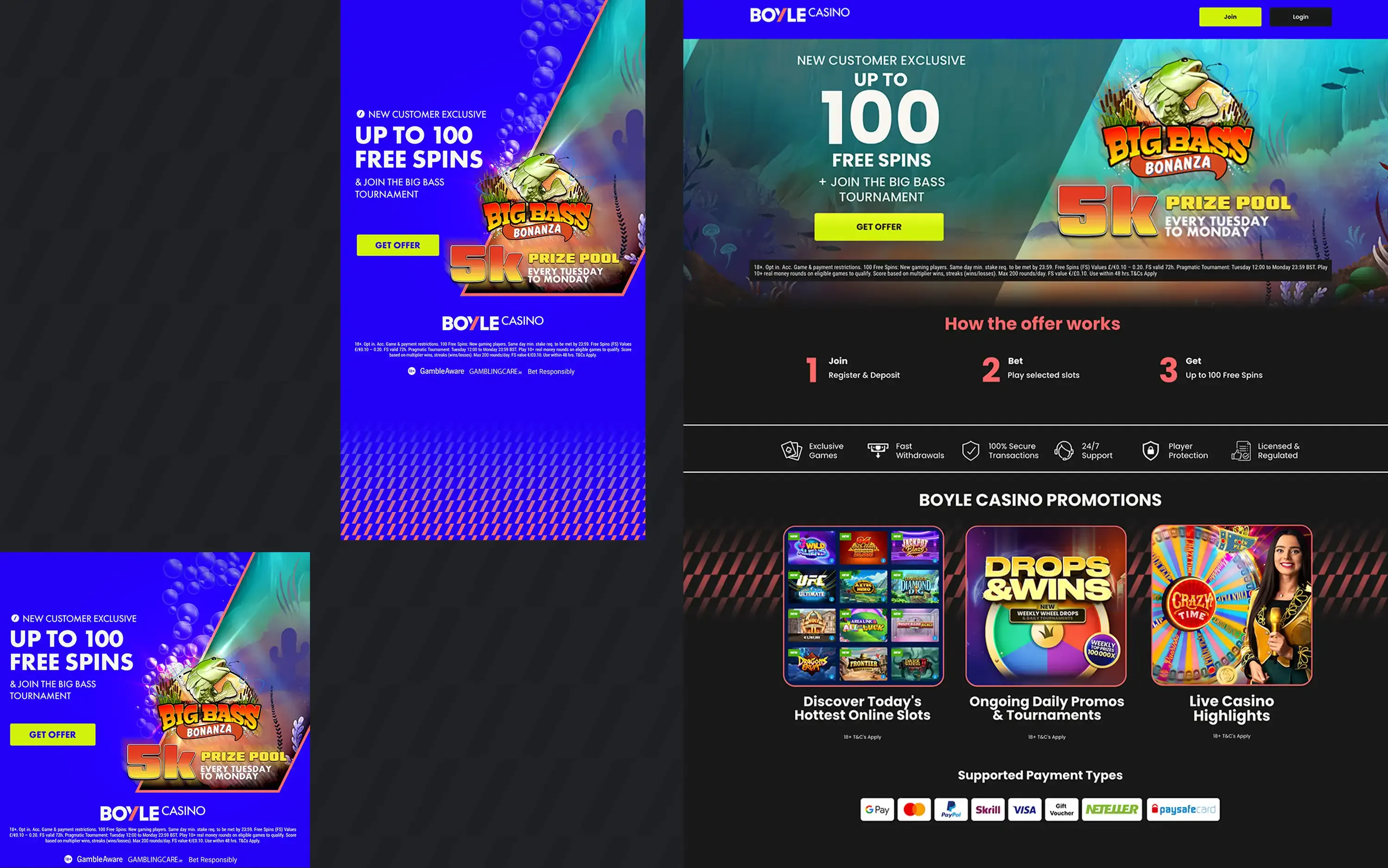 BOYLE Sports sports betting site screens