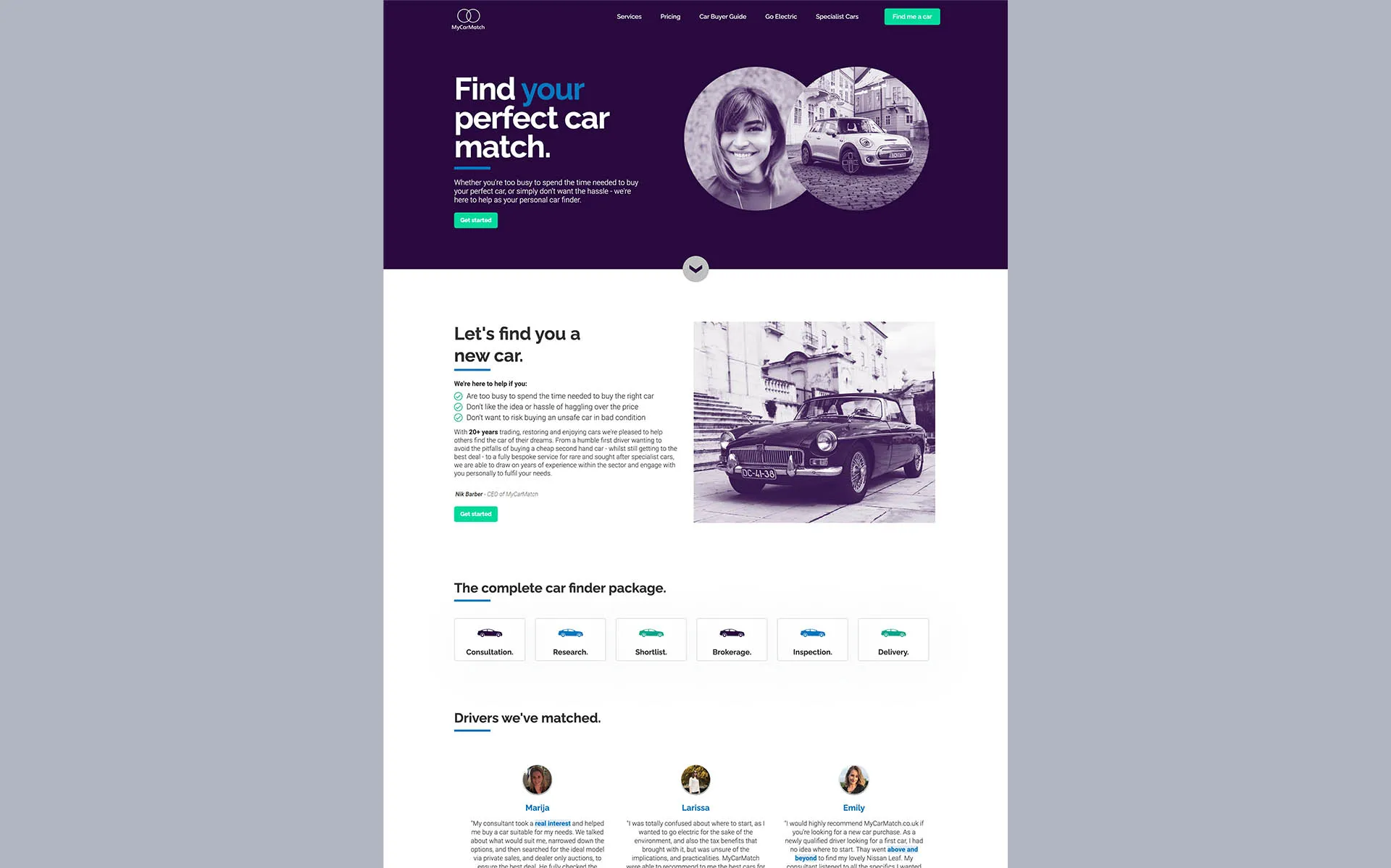 MyCarMatch website home page