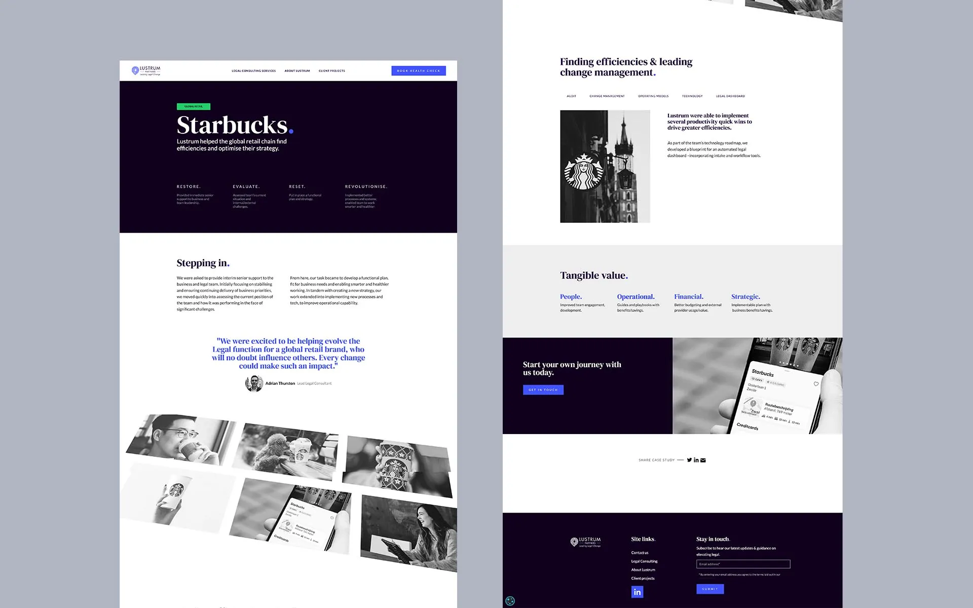 Lustrum Partners website: the Starbucks case study pages